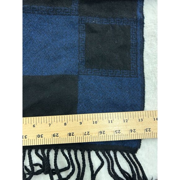 Versace Mens Blue & Black 100% Wool Checkered Scarf - Picture 3 of 8